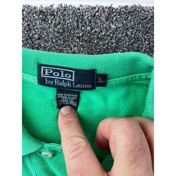 Polo By Ralph Lauren Green Polo Shirt Cotton Size L - Picture 3 of 7